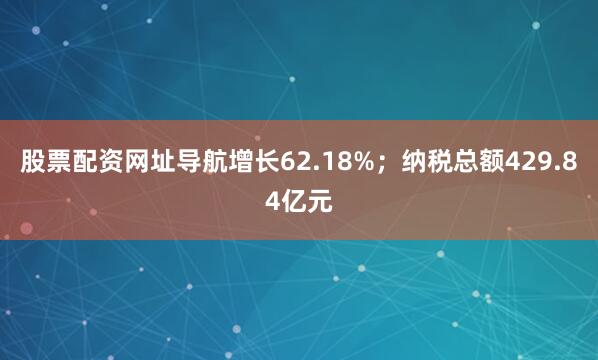 股票配资网址导航增长62.18%；纳税总额429.84亿元